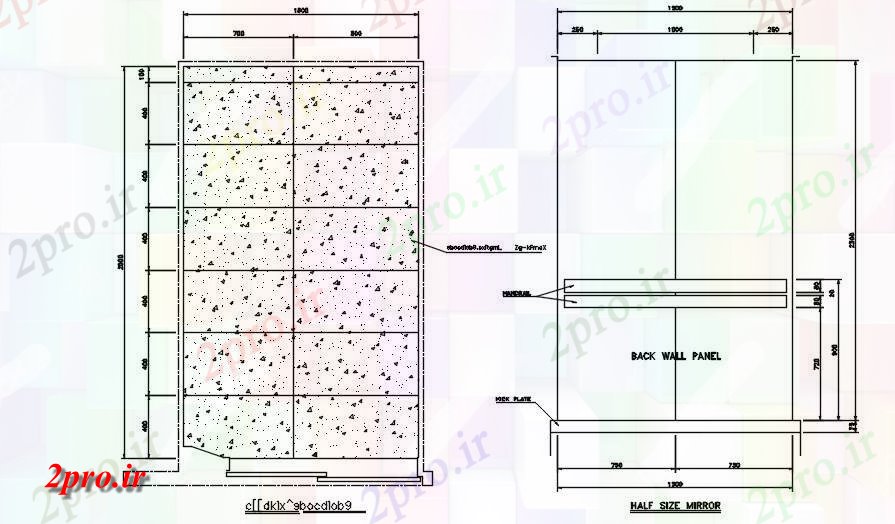 دانلود نقشه پلان مقطعی پانل دیواری، بتن، و نیم جزئیات بخش آینه   دو بعدی        دو بعدی   (کد162850)