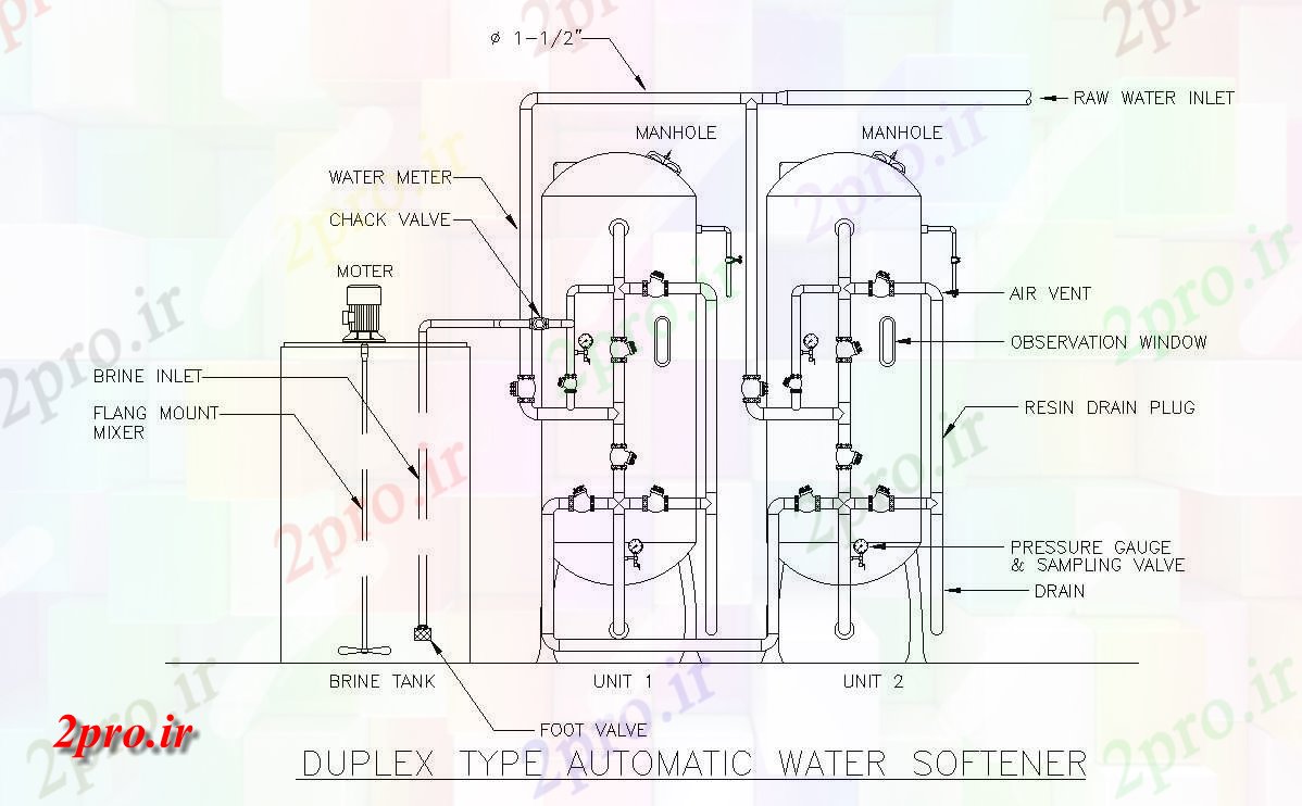 دانلود نقشه بلوک های مکانیکی دوبلکس نرم کننده آب به صورت خودکار ارائه     اتوکد تایپ کنید (کد162859)