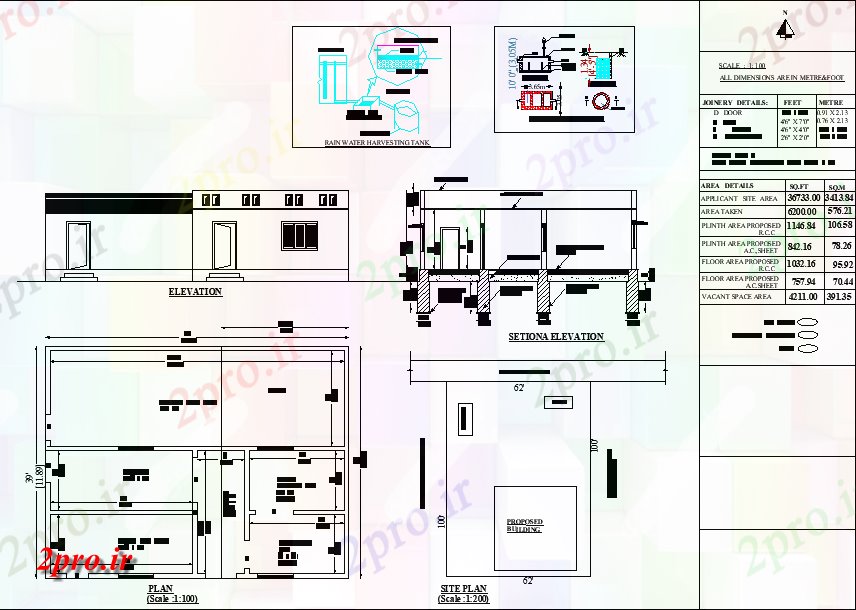 دانلود نقشه خانه های کوچک ، نگهبانی ، سازمانی - طرحی طبقه جزئیات با جزئیات نما 12 در 15 متر (کد162873)