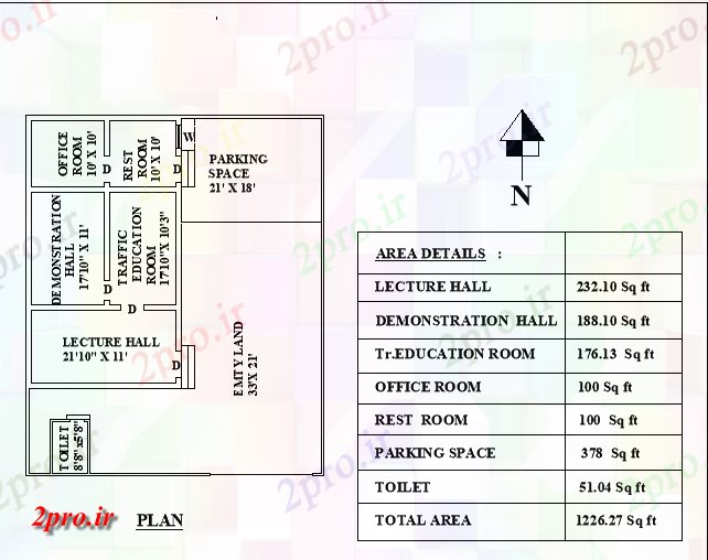 دانلود نقشه ساختمان اداری - تجاری - صنعتی این ارائه طرحی طبقه از رانندگی مدرسه 7 در 12 متر (کد162893)