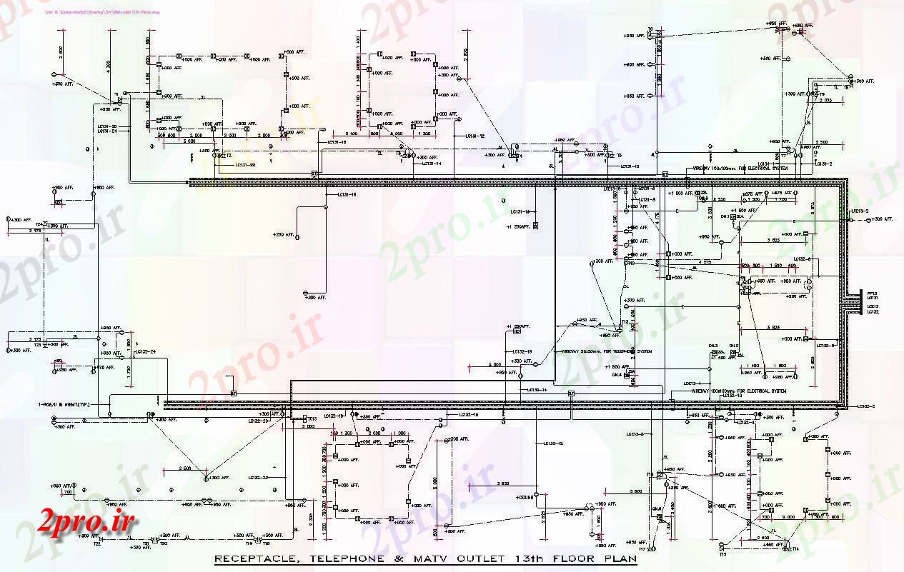 دانلود نقشه پلان مقطعی سیزدهم جزئیات -Floor نهنج، تلفن، و تلویزیون خروجی MA مقطعی  طراحی      دو بعدی   (کد162897)