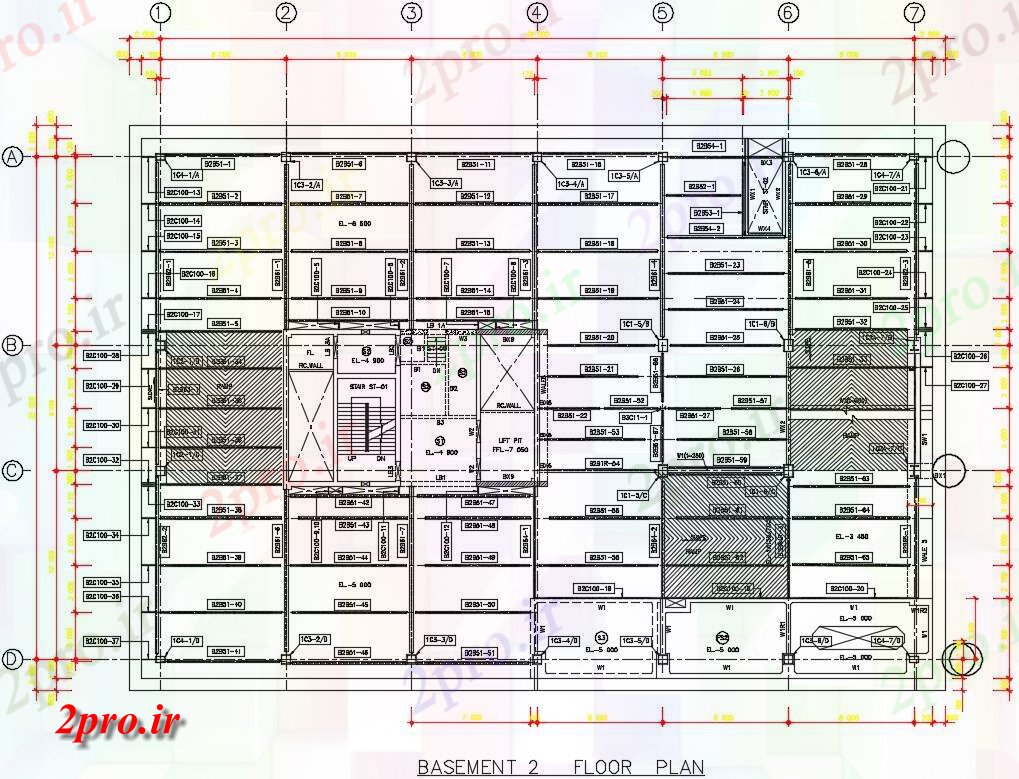 دانلود نقشه زیرزمین طرحی طبقه جزئیات طراحی 32 در 48 متر (کد162932)