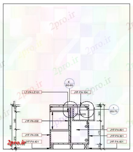 دانلود نقشه آشپزخانه بخش جزئیات جانبی از پلت فرم آشپزخانه مشخص   (کد162952)
