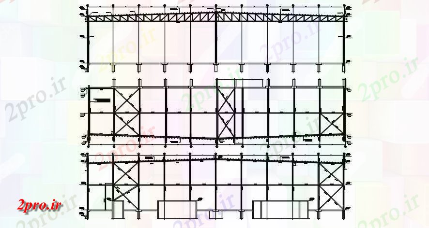دانلود نقشه پلان مقطعی فولاد خرپا جزئیات بخش نمای         دو بعدی   (کد162957)