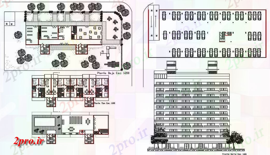 دانلود نقشه مسکونی  ، ویلایی ، آپارتمان  BHK آپارتمان   طرحی و جلو نما   (کد163023)