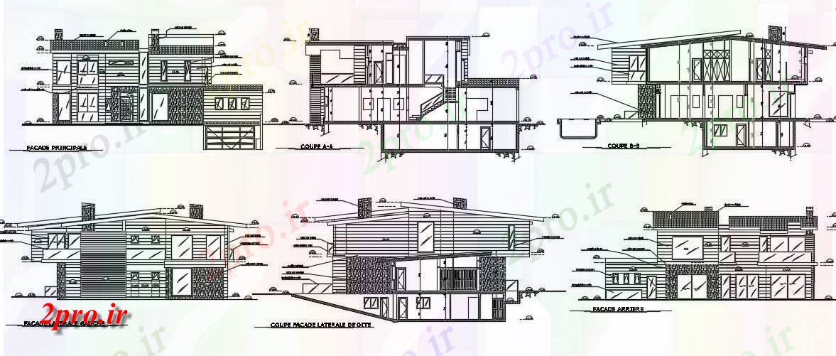 دانلود نقشه مسکونی  ، ویلایی ، آپارتمان  طبقه ساختمان خانه بخشی نمای نشیمن  (کد163044)