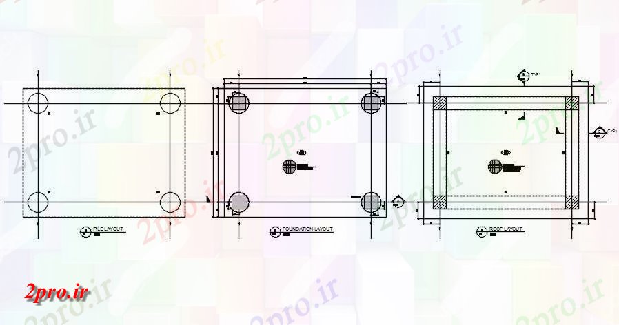 دانلود نقشه پلان مقطعی شمع و بخش طرحی پایه سقف جزئیات  اتوکد   طراحی  دو بعدی      (کد163049)