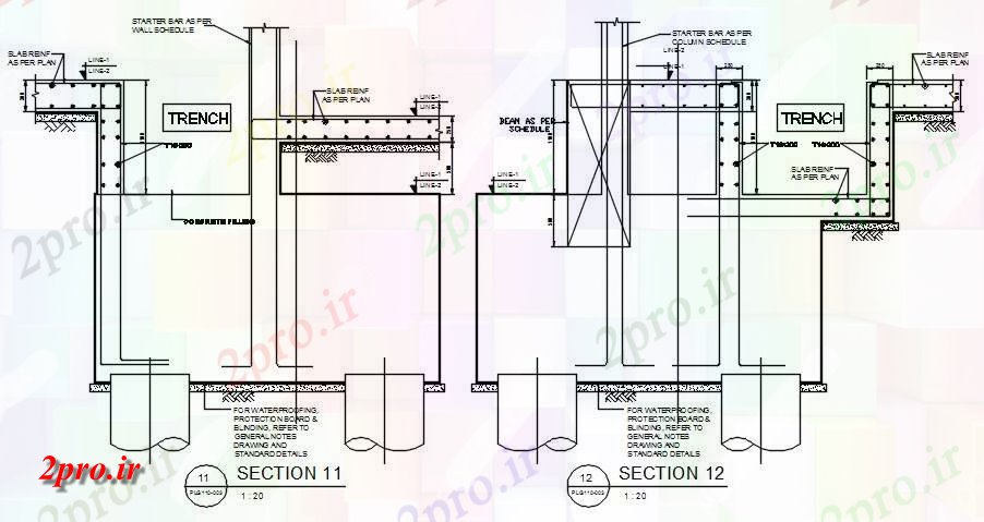 دانلود نقشه پلان مقطعی درازگودال شمع تقویت معمولی از دال و برنامه دیوار جزئیات بخش  دو بعدی   ارائه ،   در حال حاضر (کد163081)