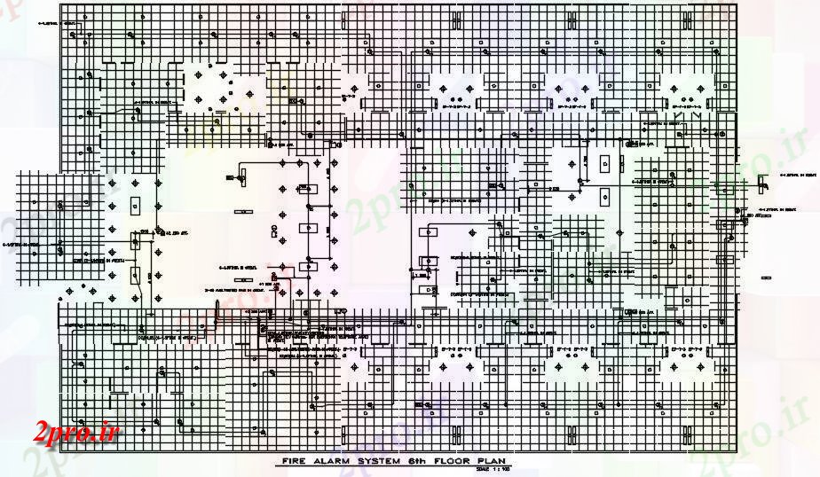دانلود نقشه پلان مقطعی طبقه آتش نمودار زنگ ششم  طراحی ارائه     دو بعدی   (کد163101)