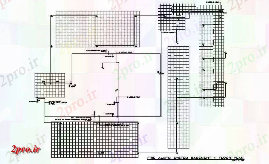 دانلود نقشه پلان مقطعی سیستم های هشدار آتش نمودار طبقهی اول  طراحی ارائه     دو بعدی   (کد163105)