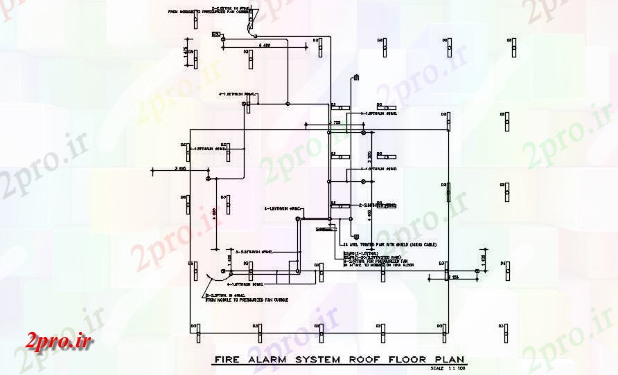 دانلود نقشه پلان مقطعی تجهیزات آتش برای زنگ نمودار طرحی طبقه سیستم سقف  طراحی ارائه     دو بعدی   (کد163108)