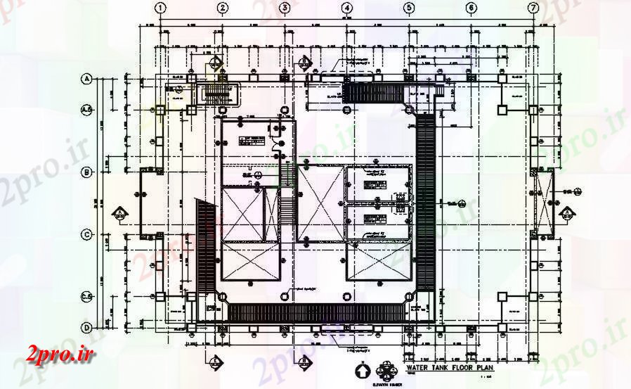 دانلود نقشه پلان مقطعی طرحی طبقه مخزن آب  طراحی ارائه     دو بعدی   (کد163128)