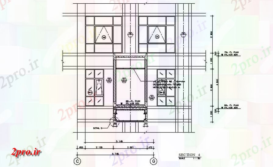 دانلود نقشه پلان مقطعی طبقه ششم جزئیات بخش طرحی برش  ارائه  طراحی  دو بعدی   (کد163138)