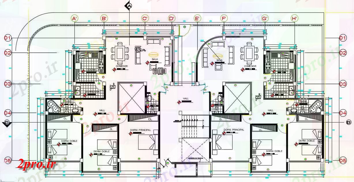 دانلود نقشه ورزشگاه ، سالن ورزش ، باشگاه BHK آپارتمان ویلا مبلمان طراحی 13 در 28 متر (کد163168)