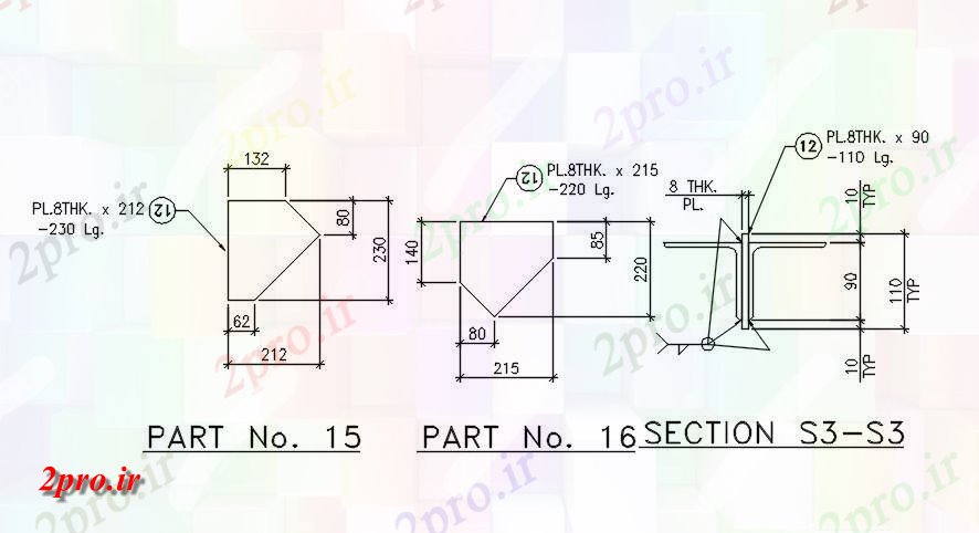 دانلود نقشه جزئیات تیر جزئیات بخش بخش برش از کندانسور و کلی طرحی از پرتوهای    ارائه     دو بعدی   (کد163224)