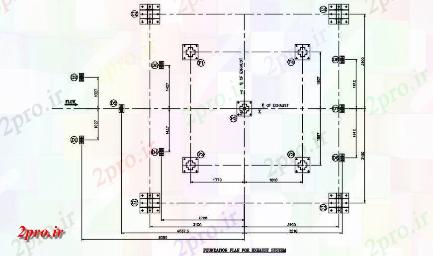 دانلود نقشه طراحی جزئیات ساختار طرحی بنیاد سیستم اگزوز مشخص   (کد163231)