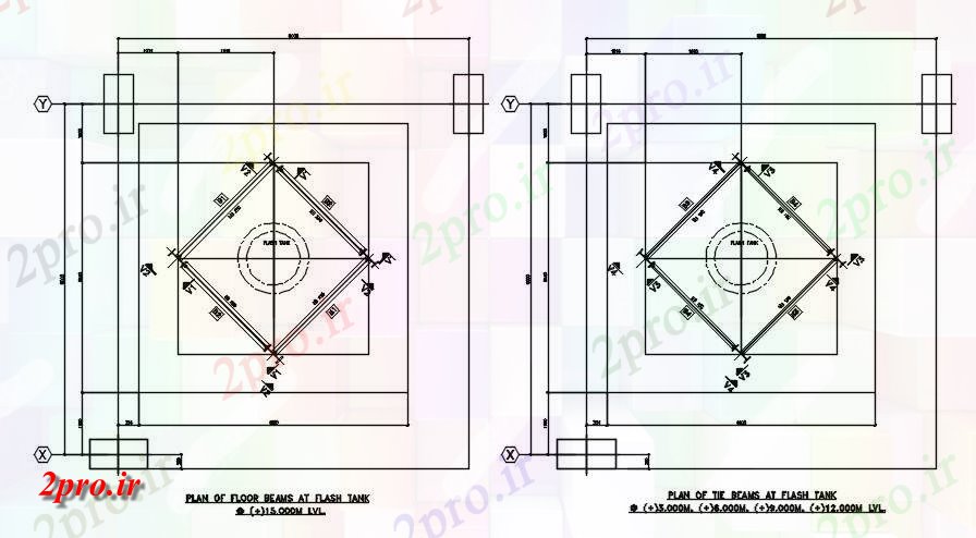 دانلود نقشه جزئیات تیر طرحی طبقه پرتوهای در فلاش تانک معمولی  طراحی  مقطعی    (کد163240)