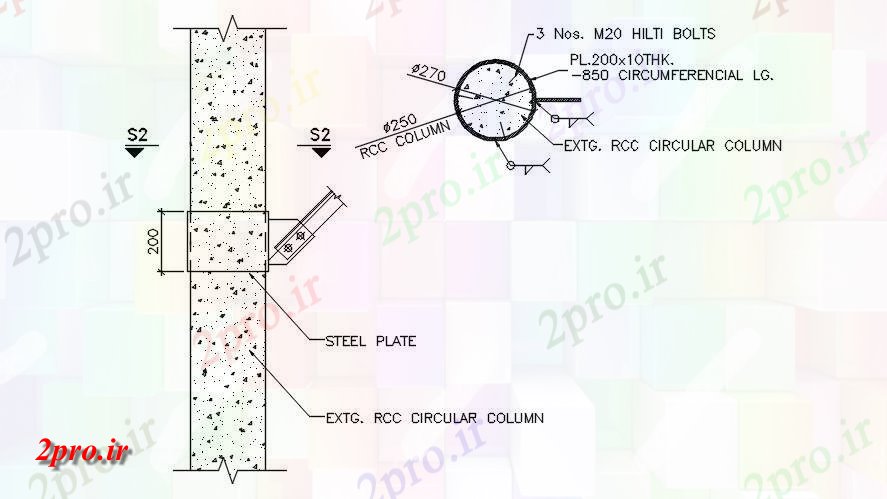 دانلود نقشه طراحی جزئیات ساختار این طراحی جزئیات ستون مدور   مشخص   (کد163277)
