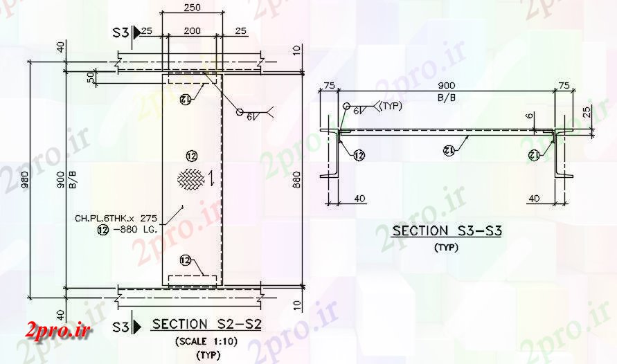 دانلود نقشه پلان مقطعی بخش جزئیات برنامه فیلتر تیرها و    اتوکد       دو بعدی   (کد163307)