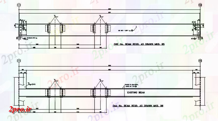 دانلود نقشه جزئیات تیر یکی تعداد موجود پرتو بخش معمولی  جزئیات   (کد163359)