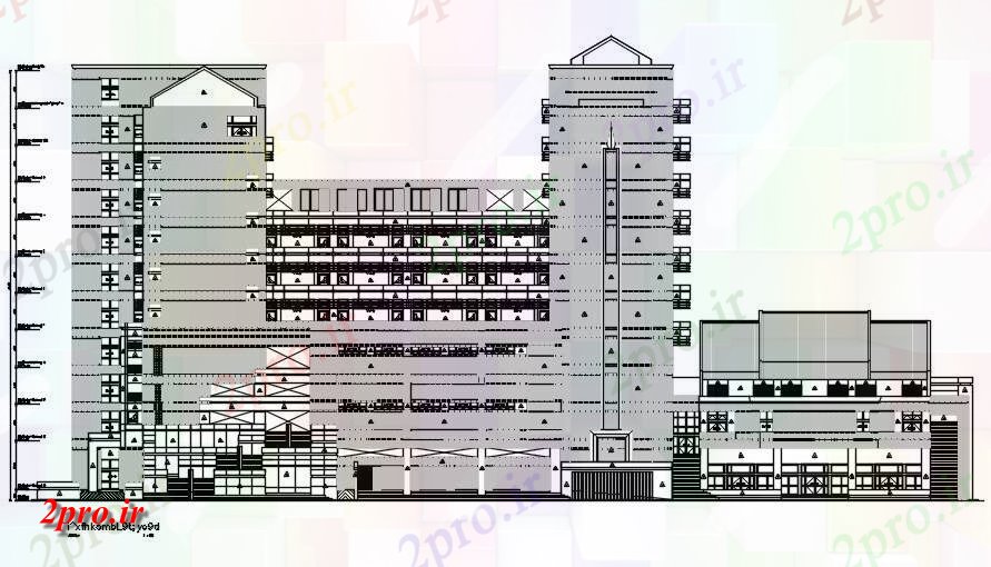 دانلود نقشه مسکونی  ، ویلایی ، آپارتمان  نما از جزئیات   رسم   (کد163471)