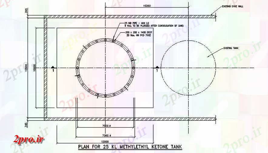 دانلود نقشه جزئیات ساخت و ساز طرحی بنیاد اتوکد از 25KL Methylethyl کتون مخزن    (کد163508)