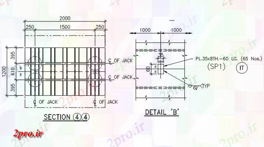 دانلود نقشه جزئیات ساخت و ساز  از یک I-بخش سیستم راه آهن MRTS    (کد163515)