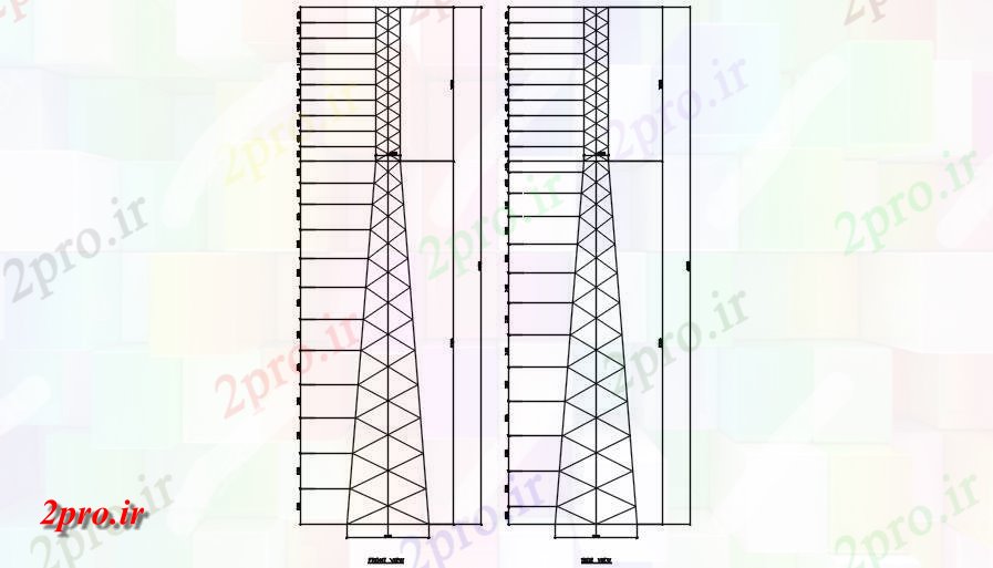 دانلود نقشه جزئیات ساخت و ساز بخشی نمایی از برج جانبی Downlao  (کد163524)