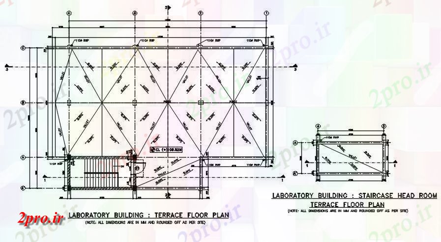دانلود نقشه جزئیات ساخت و ساز تراس طرحی طبقه از یک ساختمان آزمایشگاهی   دو بعدی  (کد163624)