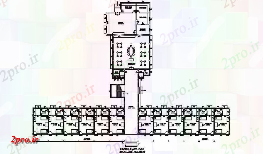 دانلود نقشه آپارتمان یک طبقه طرحی طبقه همکف از محله های مجرد » در قالب دو بعدی طراحی 37 در 55 متر (کد163689)