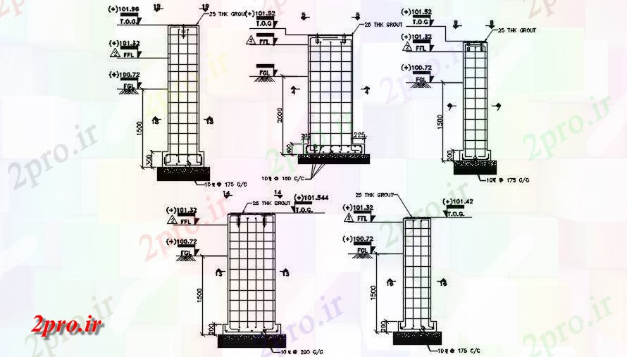 دانلود نقشه پلان مقطعی  از بنیاد تصفیه آب مخزن   دو بعدی  (کد163718)