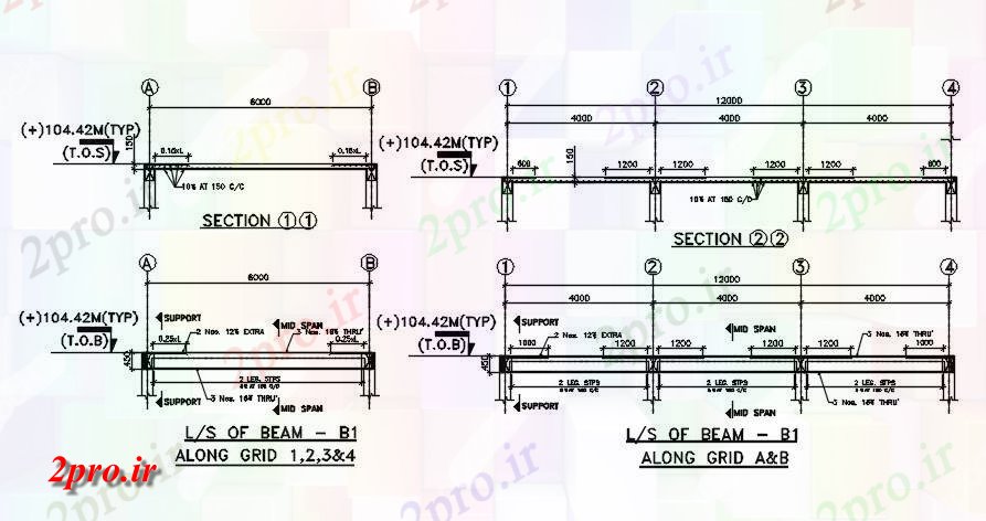 دانلود نقشه جزئیات تیر پرتو بخش جزئیات   طراحی     (کد163743)