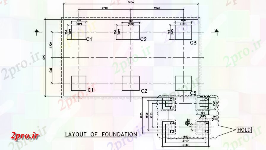 دانلود نقشه طراحی اتوکد پایه طرحی از پایه و اساس یک ساختمان   دو بعدی  (کد163766)