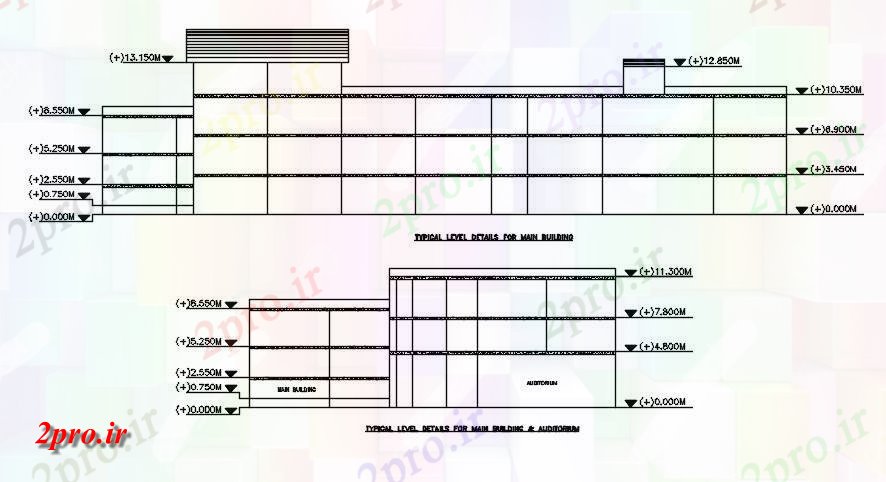 دانلود نقشه جزئیات ساخت و ساز جزئیات نمونه از ساختمان اصلی مدرسه   دو بعدی  (کد163779)