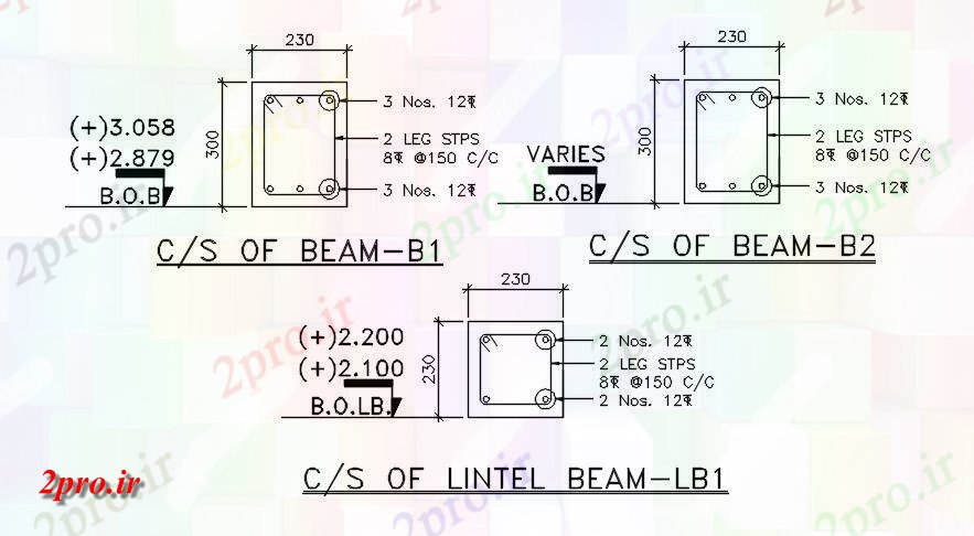دانلود نقشه جزئیات تیر مقطع بروس و سردر در   دو بعدی          (کد163798)