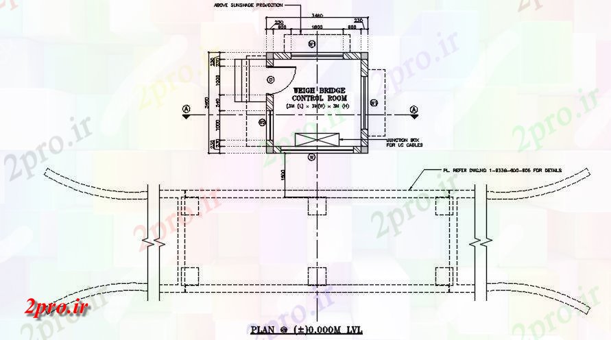 دانلود نقشه جزئیات ساخت و ساز طرحی از اتاق کنترل وزن پل    (کد163859)