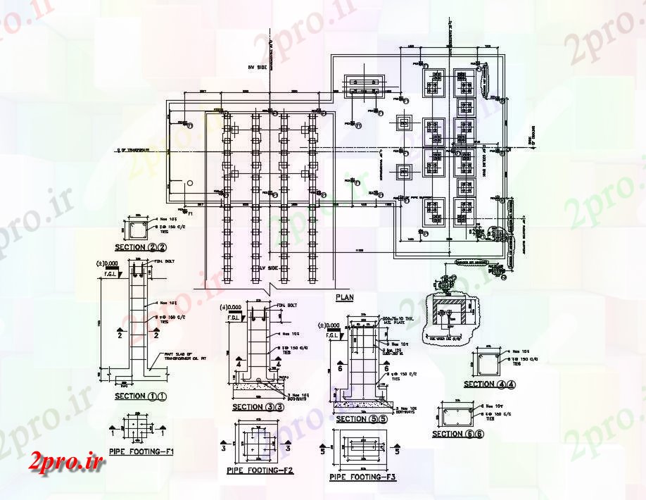 دانلود نقشه جزئیات پایه لوله جزئیات پای   طراحی    (کد163904)