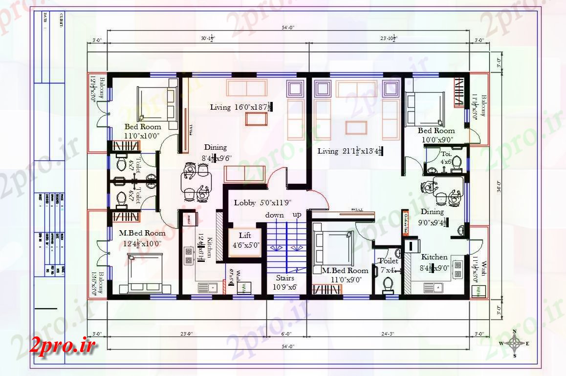 دانلود نقشه مسکونی  ، ویلایی ، آپارتمان  X34، آپارتمان   2 BHK طراحی  نشیمن (کد163908)