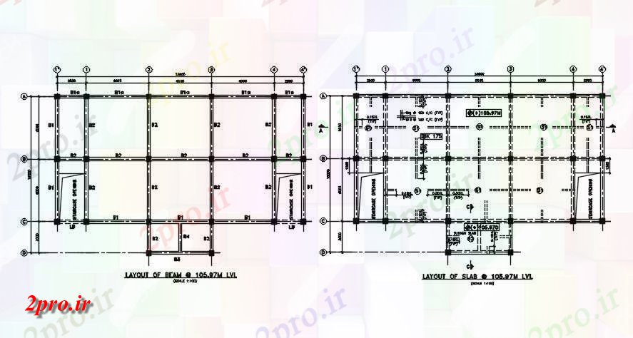 دانلود نقشه طراحی جزئیات ساختار اتاق کنترل تیرها و دال MIBK جزئیات     اتوکد         (کد163929)