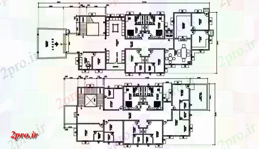 دانلود نقشه مسکونی ، ویلایی ، آپارتمان پیشنهادی طرحی مهمان خانه 14 در 41 متر (کد163948)