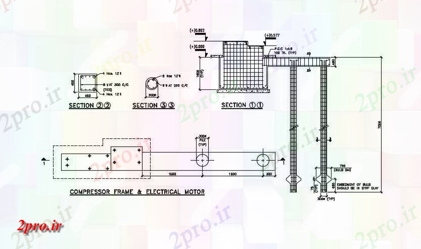 دانلود نقشه جزئیات ساخت و ساز قاب کمپرسور و جزئیات موتور الکتریکی  (کد163971)