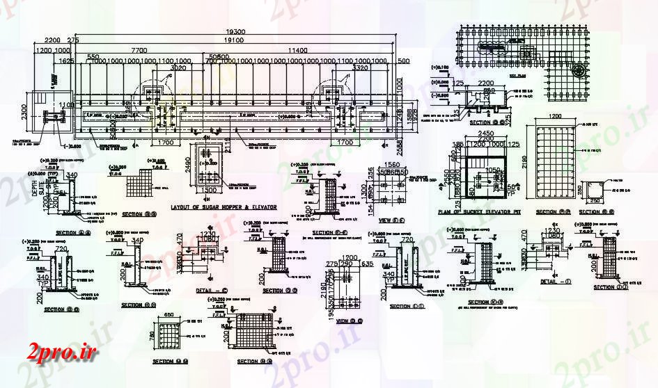 دانلود نقشه قالب اسکلت فلزی  طرحی قند جزئیات آسانسور  (کد163986)
