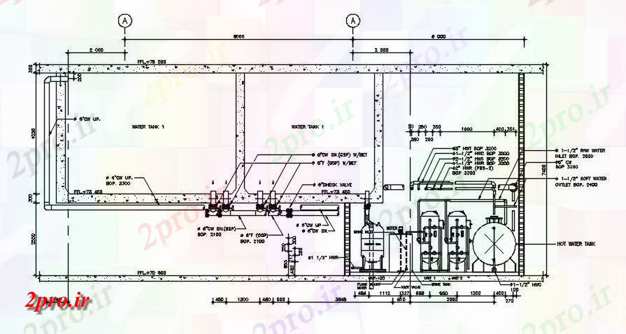 دانلود نقشه کارخانه صنعتی  ، کارگاه دیگ بخار آب داغ مخزن کارخانه اتوکد  (کد164045)