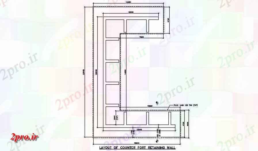 دانلود نقشه جزئیات ساخت و ساز طرحی از counterfort حفظ جزئیات دیوار ارائه   (کد164046)