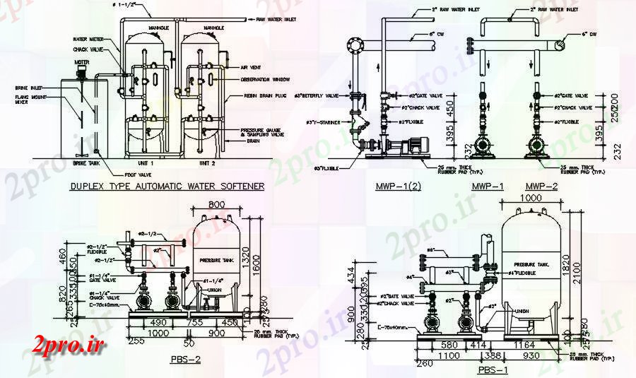 دانلود نقشه کارخانه صنعتی  ، کارگاه خودکار آب نرم کننده کارخانه Auo نشیمن  (کد164049)