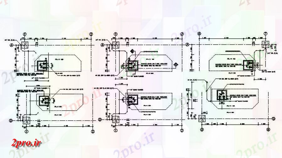 دانلود نقشه جزئیات لوله کشی سوراخ ادم رو تحت پوشش برای بویلر نیروگاه  (کد164057)