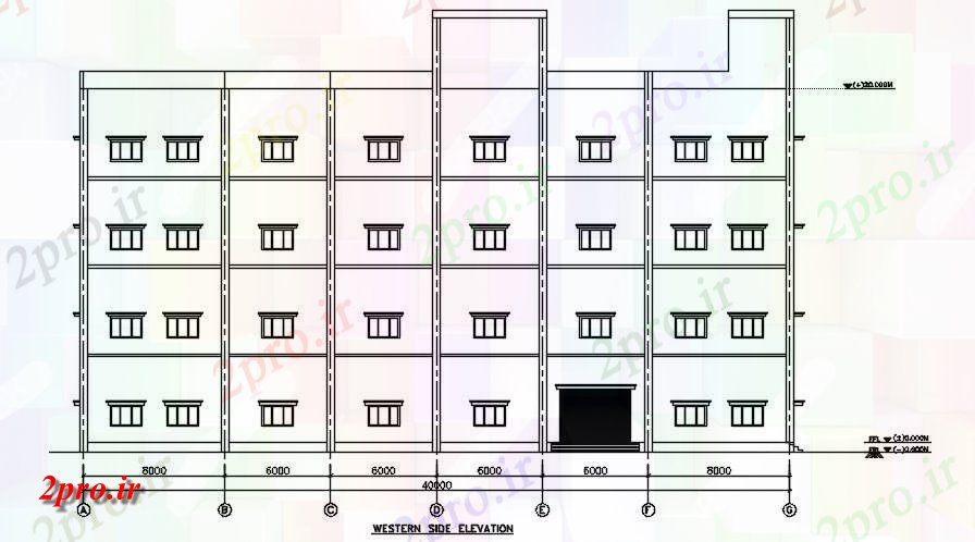 دانلود نقشه مسکونی  ، ویلایی ، آپارتمان  جزئیات نما جانبی از آپارتمان   ارائه   (کد164062)