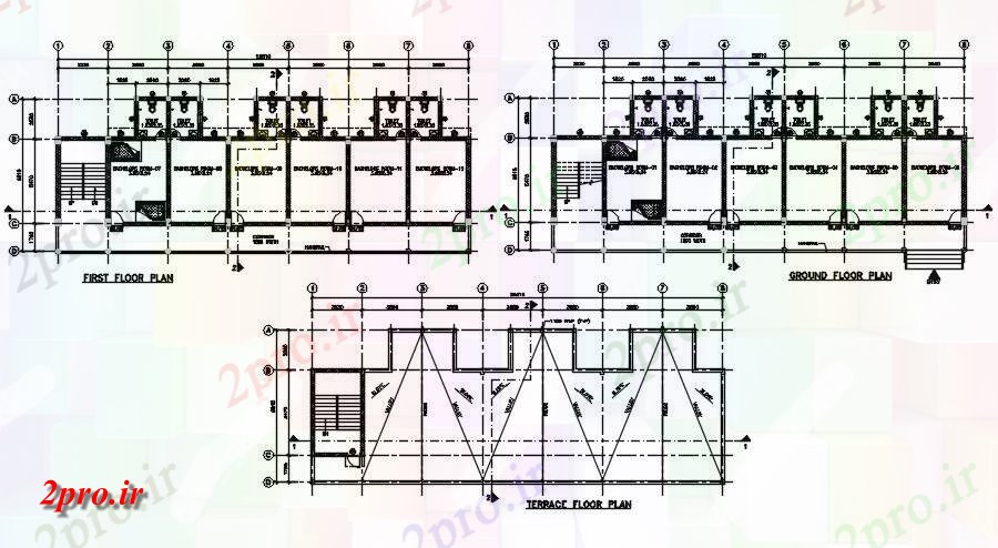 دانلود نقشه هتل - رستوران - اقامتگاه طبقه خوابگاه طرحی جزئیات طراحی این دو بعدی اتوکد رسم مشخص 7 در 26 متر (کد164076)