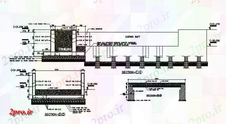 دانلود نقشه جزئیات ساخت و ساز RCC بخش ساخت  اتوکد  (کد164134)