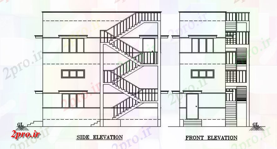 دانلود نقشه کارخانه صنعتی  ، کارگاه نما جلو CETEX و جزئیات به طرف     اتوکد     (کد164150)